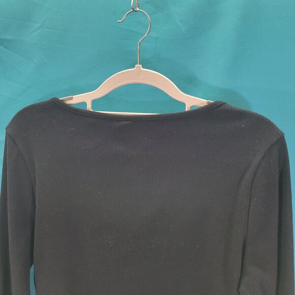 H&M Divided Black Long Sleeve Ribbed Crop Cardigan Button Front Womens Size M - Picture 9 of 13